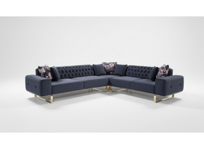 Eckcanapé Canapé Polster Miwwel Garnitur Chesterfield Eckgarnitur Canapé Stoff