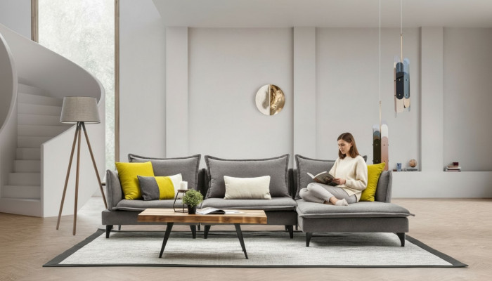 Grau Chesterfield Polstersofa Sofa Ecksofa Garnitur Polster Luxus Eck Sofas