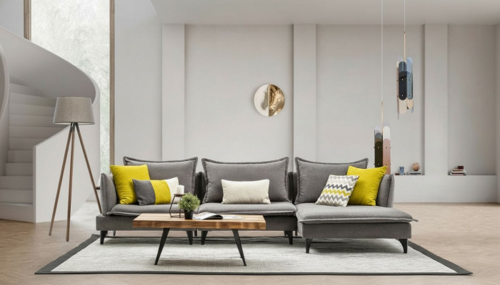 Grau Chesterfield Polstersofa Sofa Ecksofa Garnitur Polster Luxus Eck Sofas