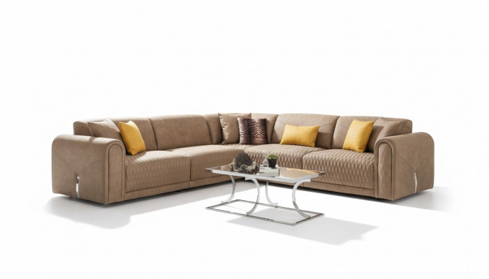 Textil Canapé Couch Ecksofa Eckgarnitur Polstersofas Couchelen Miwwelen Stoff