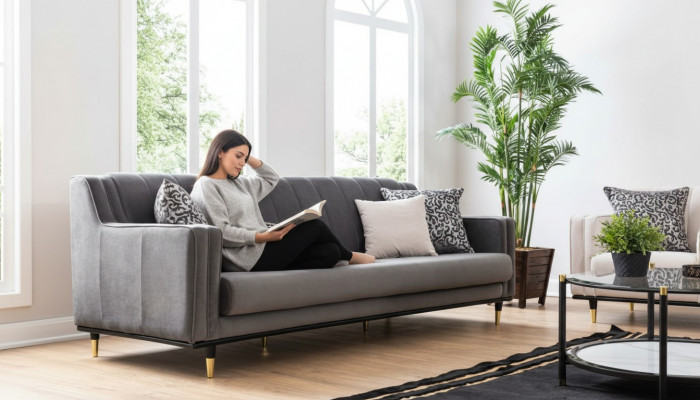 Klassesch Gro Sofa 3 Sëtz Sofaen Sëtz Design Canapé Dräisëtzer Luxus Miwwelstil