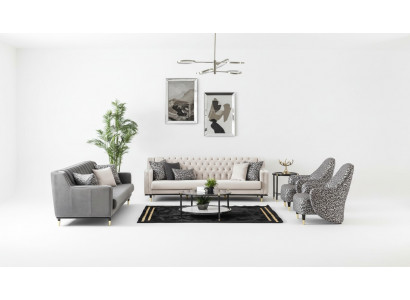 Luxus Garnitur Set 5tlg Sofagarnitur 3+3+1+1 Sëtzer Couchdësch Sofa Still.