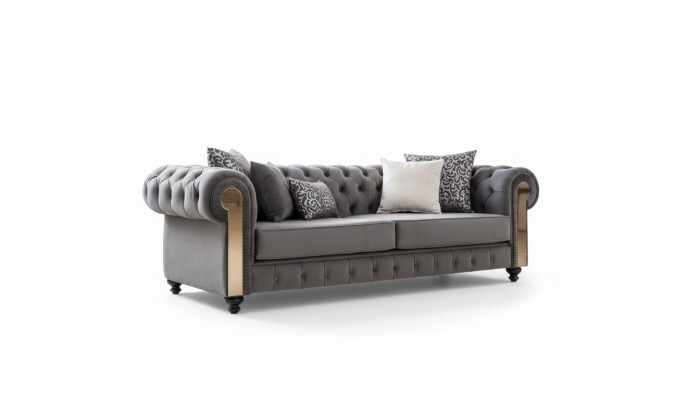 Luxus Wunnzëmmer Sofa 3-Sëtz Dräisëtzer Gro Chesterfield Klassesch Couchen