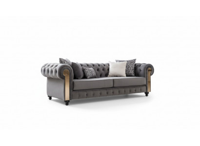 Luxus Wunnzëmmer Sofa 3-Sëtz Dräisëtzer Gro Chesterfield Klassesch Couchen