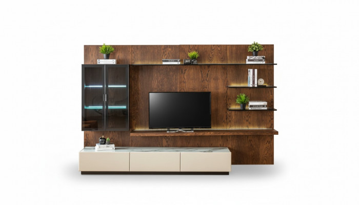 Luxus Wunnwand Schaf Regal Wunnzëmmer Vitrin Wunnwänn Holz Design