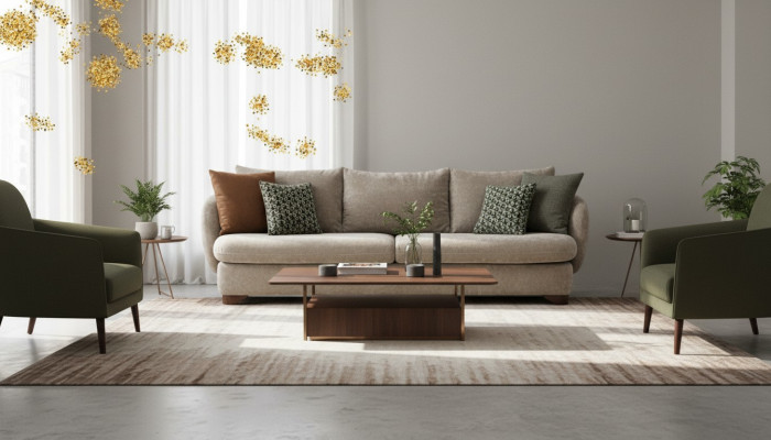Sofa 3-Sëtzer Polstersofa Gro Textill Sëtz Design Stoff Modern Couch Sofae Nei