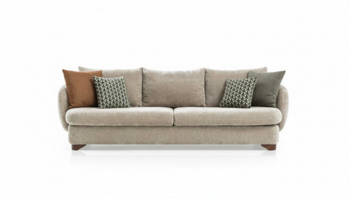 Sofa 3-Sëtzer Polstersofa Gro Textill Sëtz Design Stoff Modern Couch Sofae Nei