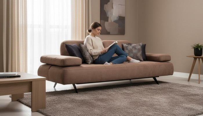 Design 3-Sëtzer Sofa brong Canapé Polster Grouss Luxus Canapéen Sofas Textil Sëtz Nei