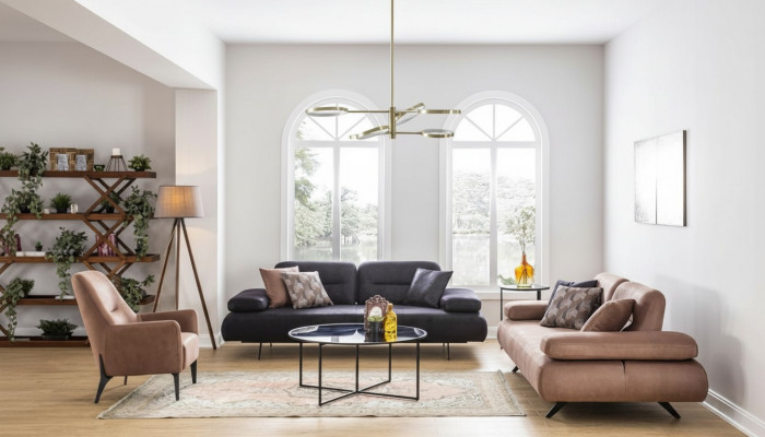 Sofagarnitur 4+3+1 Sëtz Set Design Sofa Polster Couchen Canapé Modern Luxus Nei