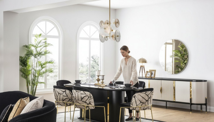 Luxus Iesszëmmer Iessgarnitur 8-teilzegt Set Iessgrupp Stull Set Ariichtung