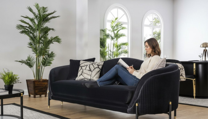 Luxus Canapé 2-Sëtz Stoff Wunnzëmmer Modernen Design Canapéen Polster Couchen Nei