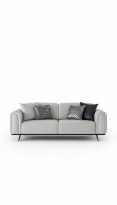 Sofa 3 Sëtzer Polstersofa beige Textil Sëtz Design Canapé Sofas Stoff Modern Nei