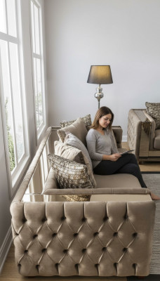 Chesterfield Sofa 4 Sëtz Wunnzëmmer Modernen Design Blo Sofas Textil Couchen