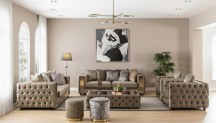 Sofa Garnitur Chesterfield Set 3+3+1+1 Plaze Sofa Couch Garnitur Design Couchen