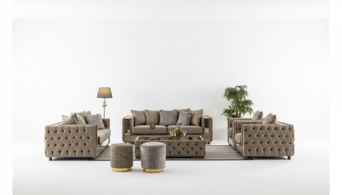 Sofa Garnitur Chesterfield Set 3+3+1+1 Plaze Sofa Couch Garnitur Design Couchen
