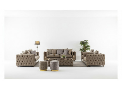 Sofa Garnitur Chesterfield Set 3+3+1+1 Plaze Sofa Couch Garnitur Design Couchen