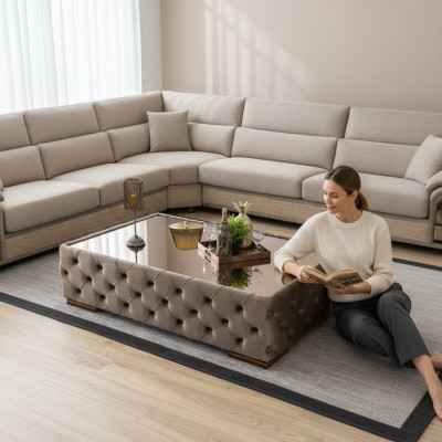 Luxus Klassesch Eckdësch Dësch Design Dëscher Holz Wunnzëmmer Niewendësch Nei