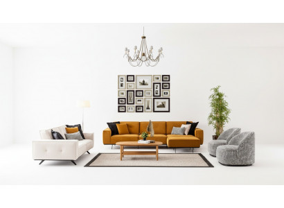 Luxus Canapéën Design Canapé Sofa Textil Miwwelen 4tlg. Sofagarnitur Stoff