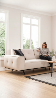 Luxus Sofa 3 Sëtz Stoff Wunnzëmmer Modernen Design Sofen Polstersofa Couchen