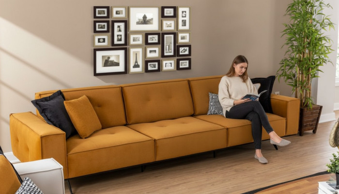Sofa Couch Véiersëtzer Miwwelen Couchen Polster Sofas Textil Stoff Ariichtung