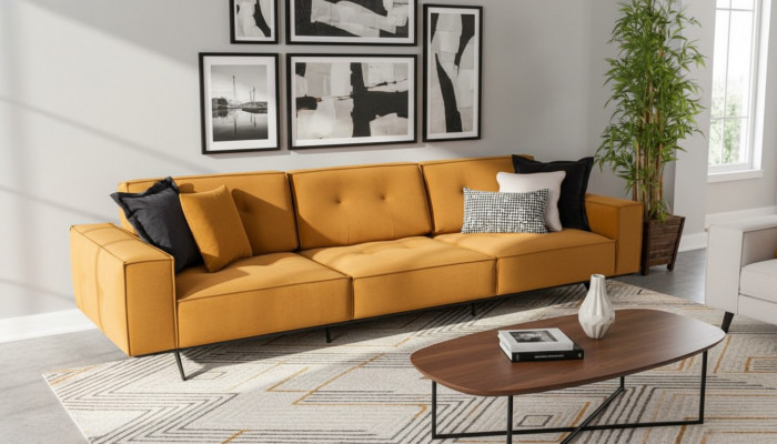 Sofa Couch Véiersëtzer Miwwelen Couchen Polster Sofas Textil Stoff Ariichtung