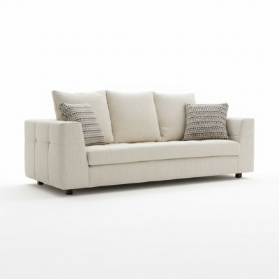 Luxus modern Sofa 3-Sëtzer Polstersofa wäiss Textil Sëtz Design Couch Sofas