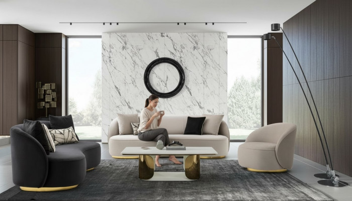 Sofa Garnitur 4+3+1 Sëtz Set Design Sofas Polstersëtz Canapéë Moderne Sofa