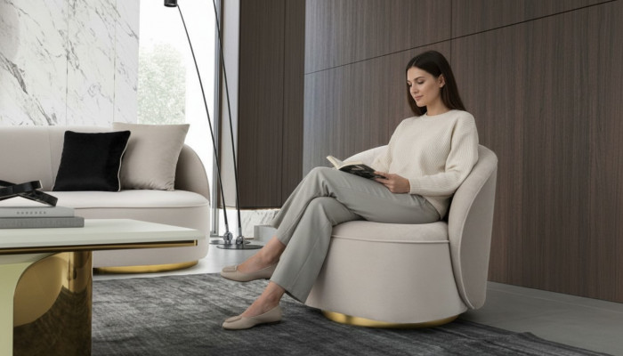 Fauteuil Modern Einsëtzeger Design Fauteuil Ariichtung Wunnzëmmer Sofa 1 Sëtz.