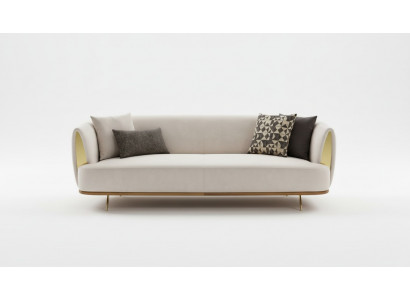 Modern Zwee-Sëtz Polstersofa wäiss Textil Design Couch Sofas Stoff