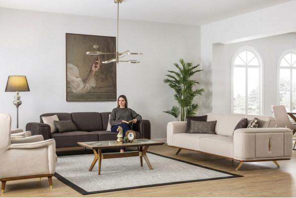 Luxus Canapé Set Couch Miwwel Set Designer Canapéen Garnituren 4tlg.