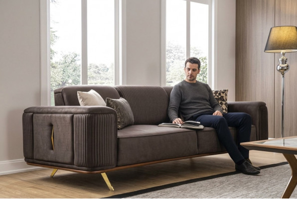 Sofaen 4 Sëtzer Textil Grouss Miwwelen Wunnzëmmer Modern Neue Sofa Polyester Couch