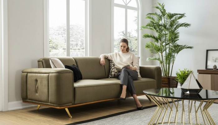 Chesterfield Sofa 4 Sëtz Wunnzëmmer Véiersëtzer Design schwaarz Textil Couchen