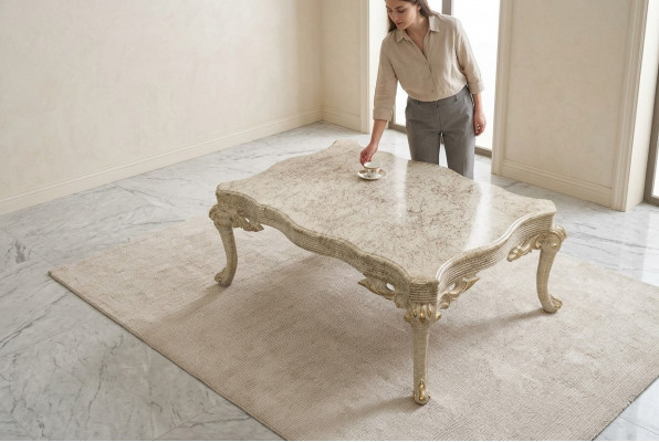 Wunnzëmmer Dësch Holz Dëscher Couchtisch Barock Rokoko Niewendësch