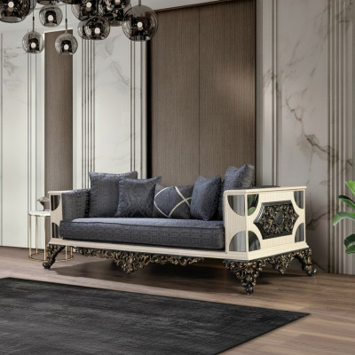 Luxus Sofa 3-Sëtz Stoff Wunnzëmmer Klassesch Design Sofas Polster Couchen Nei