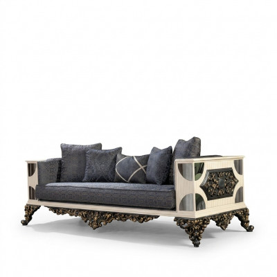 Luxus Sofa 3-Sëtz Stoff Wunnzëmmer Klassesch Design Sofas Polster Couchen Nei