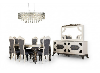Luxus-Iesszëmmergrupp Grupp 6 Still Iessdësch Sideboard Iesszëmmer-Set 9-Deeler.