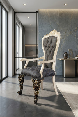 Klassesche Stull 1x Iesszëmmer Lehn Sess Lounge Club mat Armleenen Luxus Nei