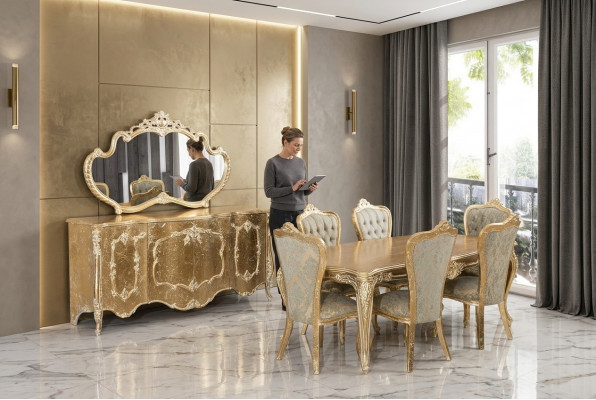 Iesszëmmer 6x Stull Garnitur Set Still Nei Iessgarnitur Iessgrupp Luxus Miwwelen
