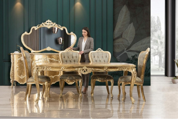 Barock Antik Stil Iessdësch Dësch Echt Holz Klassesch Designer Dëscher Rokoko
