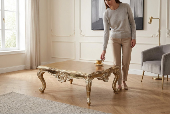 Wunnzëmmerdësch Dësch Sofa Dëscher Klassesch Bäidësch Ofstellungsdësch Golden
