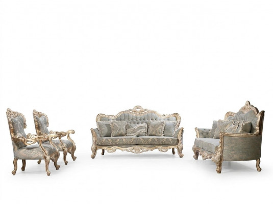Chesterfield Sofa Garnitur 3+3+1+1 Sëtz Couchtisch Klassesch Sofa Polster Sëtz