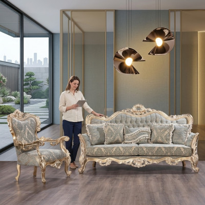 Sofagarnitur Klassesch Luxus Sofen Fauteuils Wunnzëmmer Set 3+1 Sëtz Chesterfield