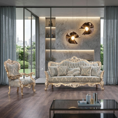 Sofagarnitur Klassesch Luxus Sofen Fauteuils Wunnzëmmer Set 3+1 Sëtz Chesterfield