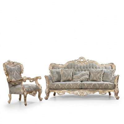 Sofagarnitur Klassesch Luxus Sofen Fauteuils Wunnzëmmer Set 3+1 Sëtz Chesterfield