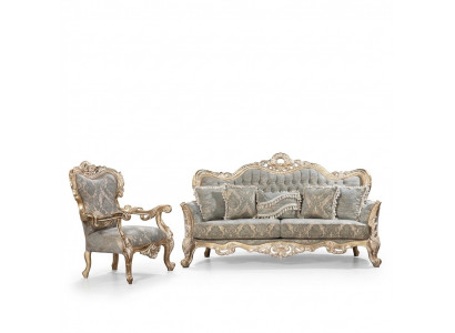 Sofagarnitur Klassesch Luxus Sofen Fauteuils Wunnzëmmer Set 3+1 Sëtz Chesterfield