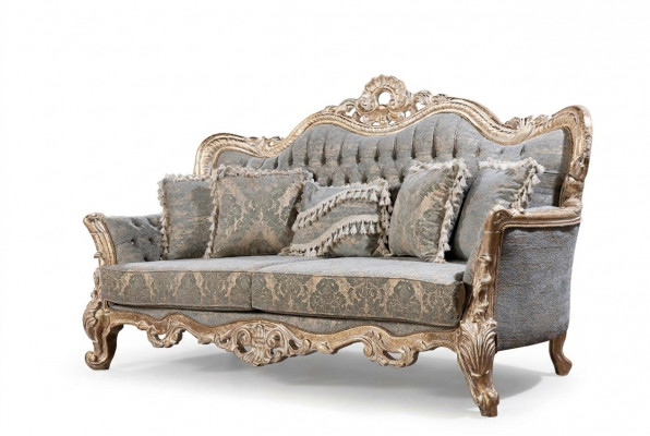 Chesterfield 3 Sëtzer Designer Sofa Luxus Polster Sofas Couchen Stoff Textil