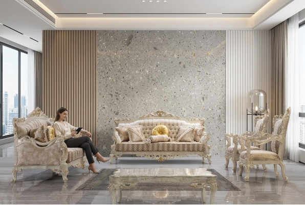 Sofagarnitur Sofa Canapé Sofas Canapéen Klassesch Miwwelen 5tlg. Garnitur Miwwelstücker