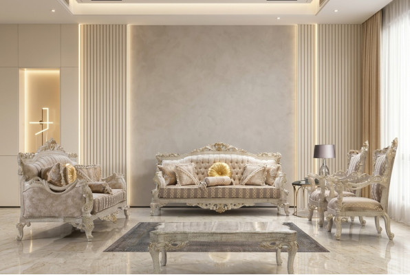 Sofagarnitur Sofa Canapé Sofas Canapéen Klassesch Miwwelen 5tlg. Garnitur Miwwelstücker