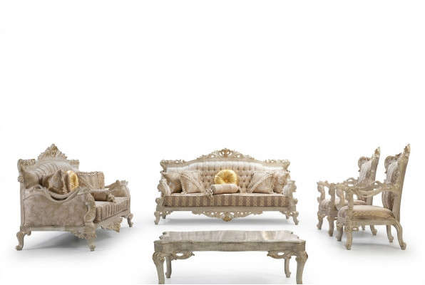 Sofagarnitur Sofa Canapé Sofas Canapéen Klassesch Miwwelen 5tlg. Garnitur Miwwelstücker