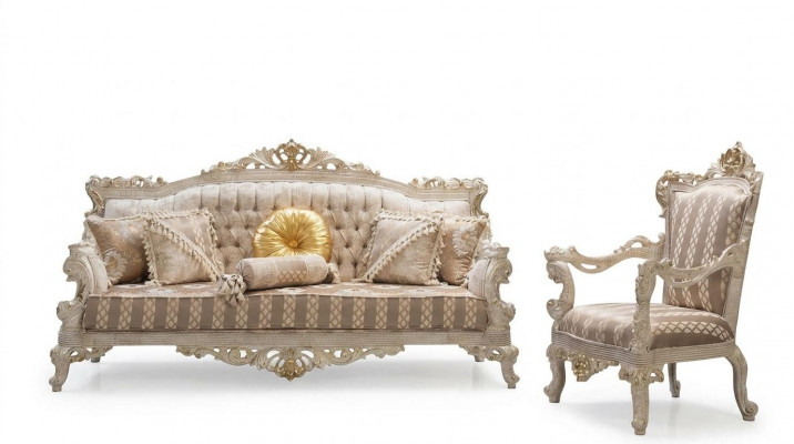 Sofagarnitur Klassesch Luxus Sofas Fotell Wunnzëmmer Set 3+1 Sëtz Chesterfield